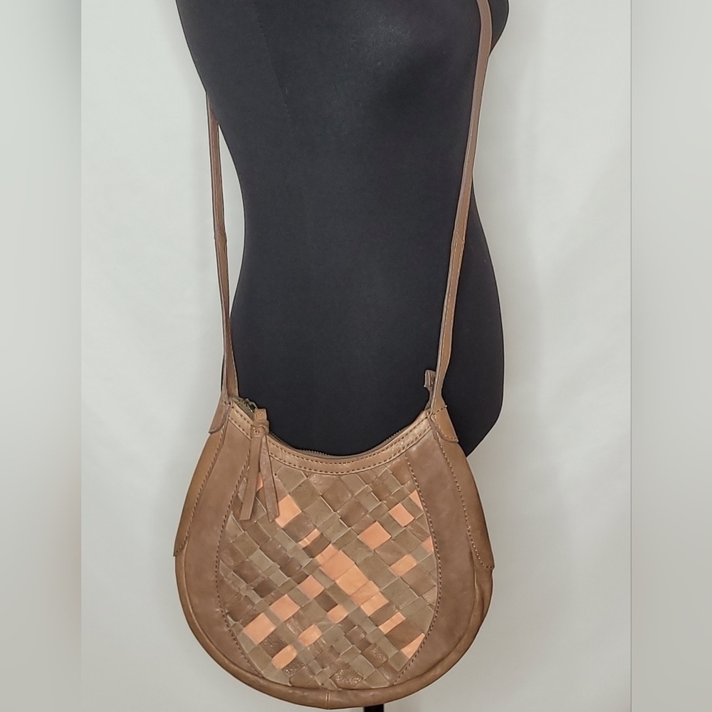 Lucky Brand Leather Weaved "Boho-Chic" Crossbody Bag